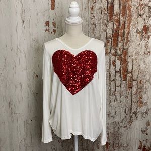 Long Sleeve Sequin Heart Tee